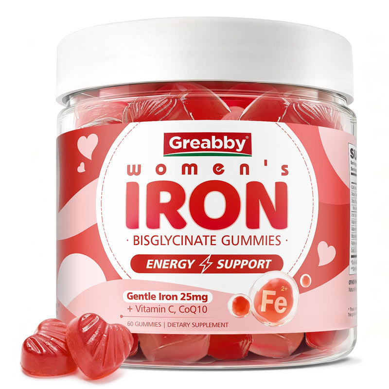Iron Bisglycinate with Vitamin C for Women, Ferrous Bisglycinate Gummies | Ferrous Bisglycinate with Vitamin C, CoQ10, Gentle Iron Supplement for Energy Support, High Absorption, Sugar Free 60 ct 1