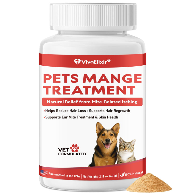 Mange Treatment Cats and Dogs - Natural Dog Itching Relief - Relieves Itchy, Scaly, Dry Skin, Welts & Scabs - Skin & Coat Comfort Powder for Itchy or Irritated Skin - 2.12 oz (60 g)