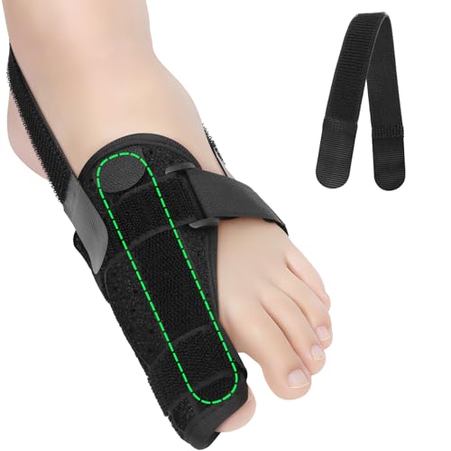 Broken Big Toe Splint Brace for Women & Men, Adjustable Big Toe Support Brace with 2 Aluminum Plates for Big Toe Broken, Fracture, Injured, Sprains (Black, Right) Black