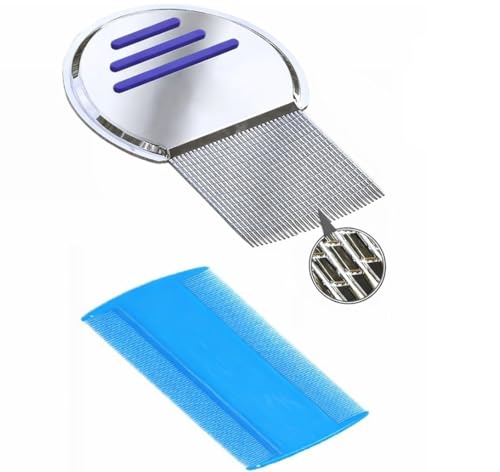 Professional Head Lice Comb Kit for Kids and Adults, Stainless Steel Fine Tooth Nit Comb for Removing Lice, Nits, Eggs and Dandruff, Reusable Hair Treatment Comb Set