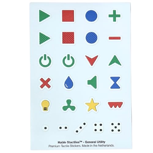 25 Premium Tactile Stickers for Blind & Visually Impaired - Appliance Identification Markers (Stove, Oven, Washing Machine) - Water Safe & Heat Resistant - Tactile Symbols (Braille)