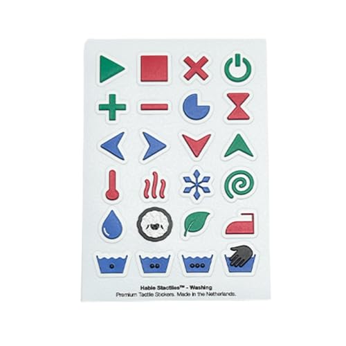 24 Tactile Stickers for Washing Machine & Dryer - Marking Aid for Blind & Visually Impaired - Water & Steam Resistant - Unique Laundry Symbols - Premium Quality
