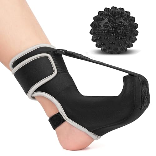 2026 Upgraded Plantar Fasciitis Night Splint & Relief Brace with Massage Ball for Plantar Fasciitis Relief,Plantar Fasciitis Brace for Women Men with Arch Support for Achilles,Thin & Breathable Drop Foot Brace for Men Women, Fits Left or Right Foot, S/...