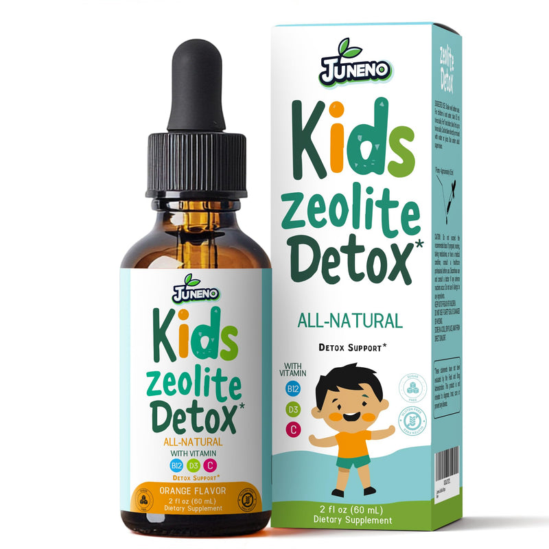 Zeolite Detox Drops for Kids - Orange Flavor, Vegan, Gluten-Free | Gentle Micronized Clinoptilolite - Liquid Supplement with Vitamins B12, C & D to Clean Toxins for Children & Toddlers 2 Fl Oz (Pack of 1)