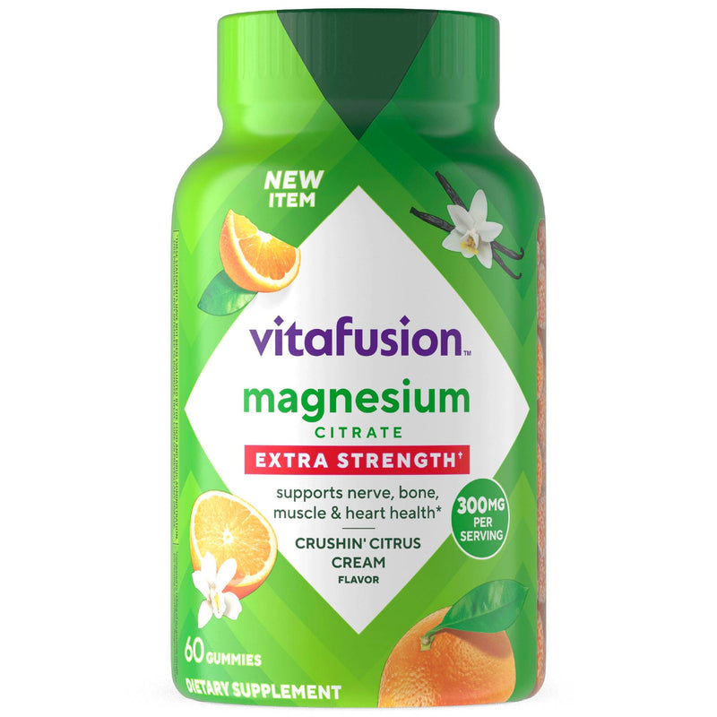 Vitafusion Magnesium Citrate Gummies | 165mg | 60 Gummy Vitamins | for Adult Women & Men | Orange Vanilla Flavor | Gluten-Free Supplement
