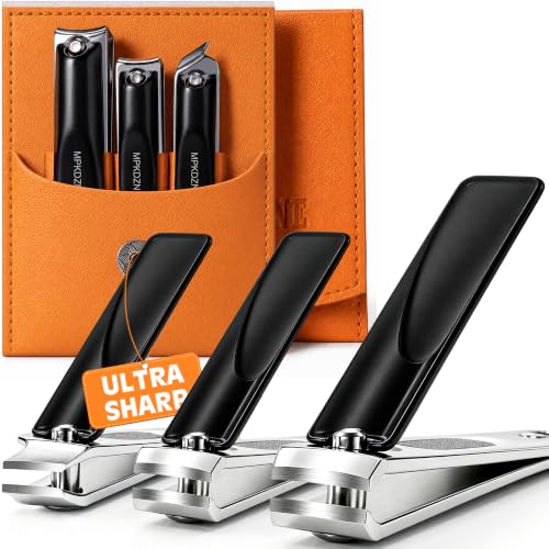 Nail Clippers Set, Fingernail and Toenail Clipper Cutters Kit 3Pack - Black