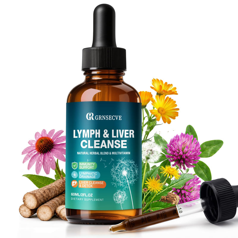 Lymphatic Drainage Drops - Organic Lymphatic Drainage Supplements with Milk Thistle, Echinacea, Artichoke - Liver Cleanse Detox & Repair Drops with All Vitamins, 2 Fl.Oz Vegan, Non-GMO