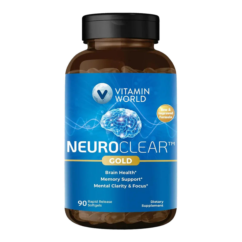 Vitamin World Phosphatidylserine 300mg w/DHA & Ginkgo Biloba, 90 Softgels | 50% Standardized PS, Supports Brain Health, Cognitive Function, Memory & Focus, Neuroclear Gold Made with Non-GMO Soy
