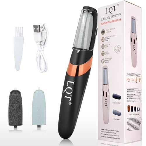 LQT® Electric Foot File – Rechargeable Callus Remover for Hard, Cracked Skin – At-Home Pedicure Kit for Smooth Feet (Men & Women) (Black) Black