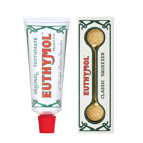 EUTHYMOL Vintage Original Duo- Original Pink Toothpaste &Gold Tube Squeezer