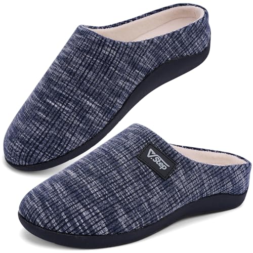 V.Step Men's Arch Support Orthopedic Slippers for Plantar Fasciitis 9 Women/8 Men Blue