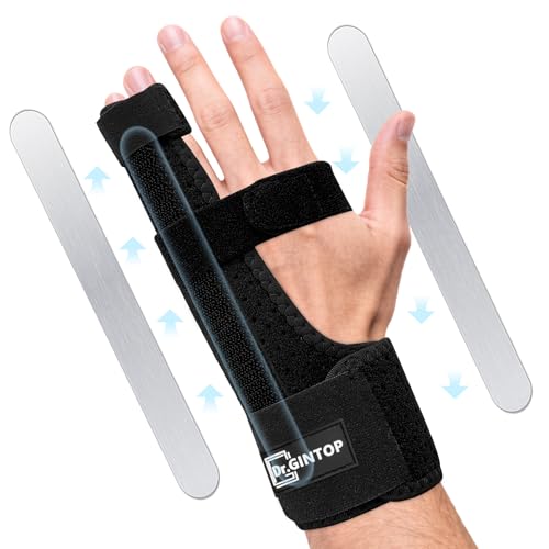 Pinky Finger Splint with Double-Sided Detachable Finger Splints Black-Left