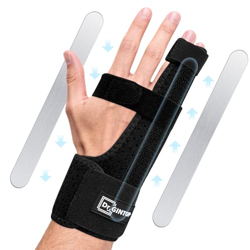 Pinky Finger Splint with Double-Sided Detachable Finger Splints Black-Right
