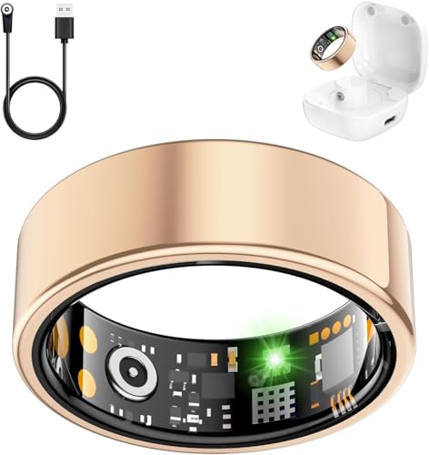 Smart Ring for Women Men, Fitness Ring with Heart Rate, Blood Oxygen,Stress, Sleep Tracker, Step Tracker, Fit Ring No Subscription Fee, IP68 Waterproof Smart Ring for iPhone & Android (Rose Gold, 6#) Rose Gold 6#
