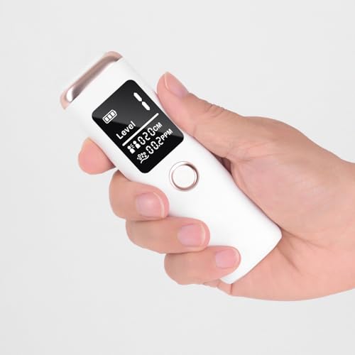 Bad Breath Tester, Portable Oral Odor Detector with MEMS Sensor, Pop-Up Hygienic Probe, 4-Level Breath Odor Check, USB-C Rechargeable Breath Tester for Daily Oral Care, White