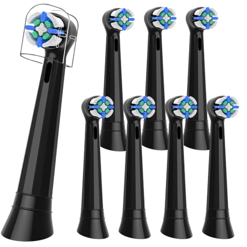 Replacement Heads Compatible with Oral B iO 3 4 5 6 7 8 9 10 Series Electric Toothbrush,Toothbrush Heads Compatible with Oral B iO Replacement Heads, Medium Bristles for Effective Cleaning,Black Black 8 Count (Pack of 1)