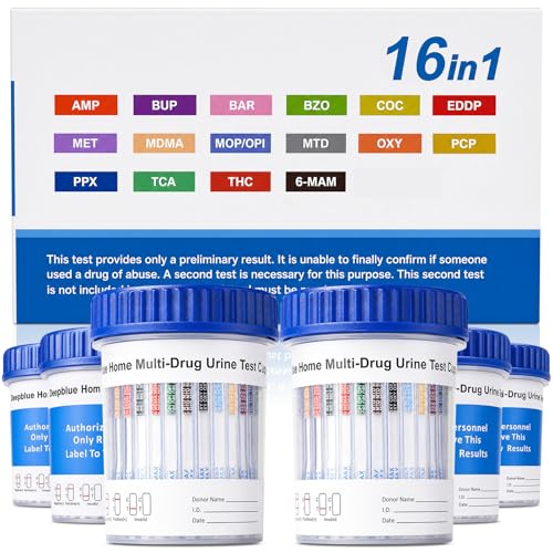 Home Multi-Drug Urine Test Cup, 16 Panel, OTC Home Use, 5 Minute Results (6pcs) 6pcs