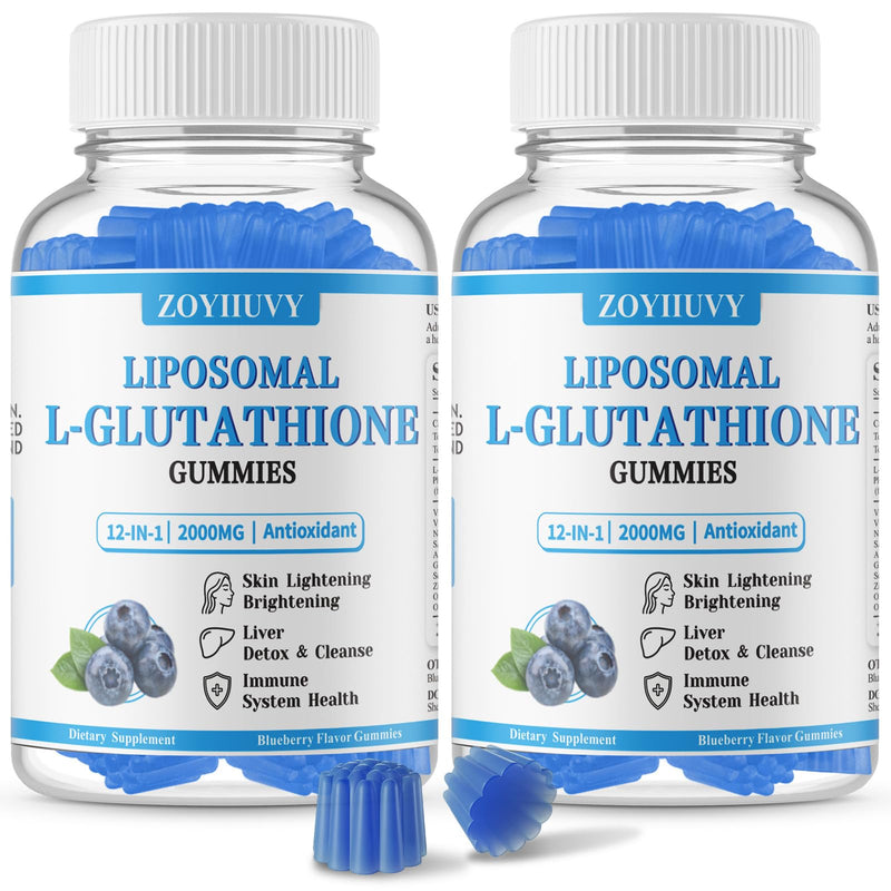 2Pack Liposomal Glutathione Gummies 2000mg,Skin Health,Liver Detox & Immune | High Absorption Glutathione Supplement with NAC, Vitamin C, Milk Thistle, Antioxidant, Vegan, Sugar Free, Blueberry Flavor 60 Count (Pack of 2)