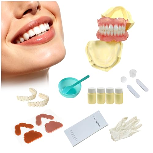 Dentures DIY Kit,Moldable Temporary False Teeth,at Home Partial Denture Kit for Upper & Lower,Fake Teeth,Men and Women