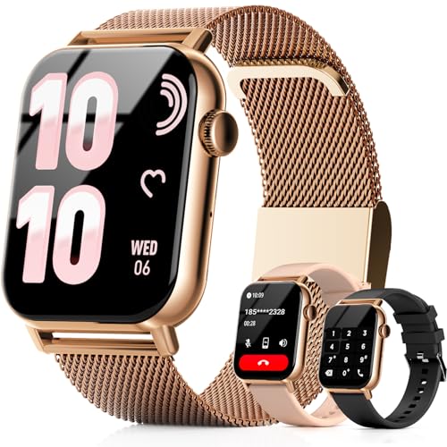 Trendia Smart Watches for Women, 1.83'' HD Fitness Tracker with Answer/Make Calls, Heart Rate/Sleep/SpO2 Monitor, 120+ Sport Modes, IP68 Waterproof, Compatible iPhone/Android Gold