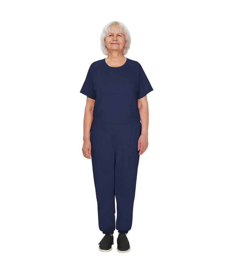 Adaptive Clothing for Women Anti-Strip Back-Zip Jumpsuit for Elderly Women Small Navy