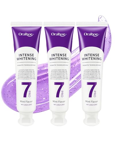 3Pc 7-Pro Whitening Toothpaste,Deep Whitening Toothpaste with Purple Beads Bottle