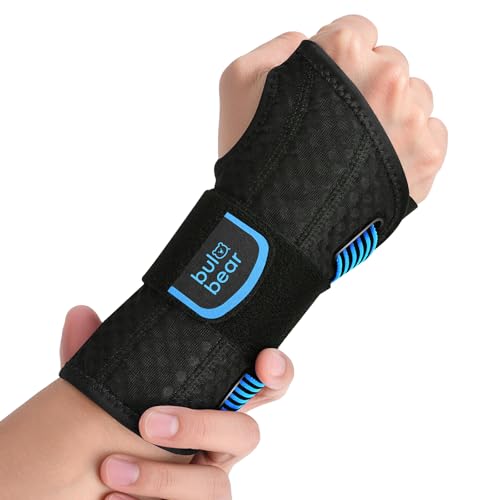 Carpal Tunnel Wrist Brace with Removable Splints, Night Splint Blue/Black S/M-Right