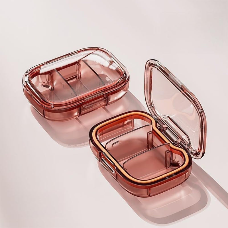 Mini Portable Vitamin Case Small Pill Box Travel Organizer, Red | Daily Supplement Container Fish Oil Storage. For commuting, school, office, travel, daily carry, storage, and organization.
