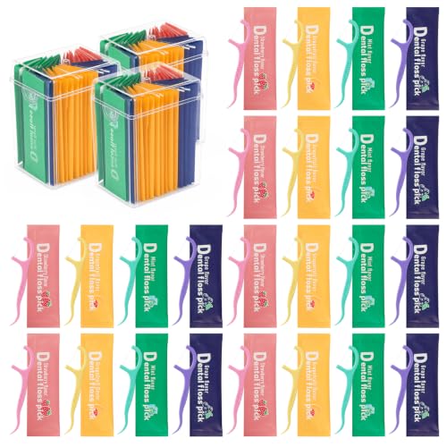 200Pcs Individually Wrapped Dental Floss Picks, Travel Floss Single Bag 200