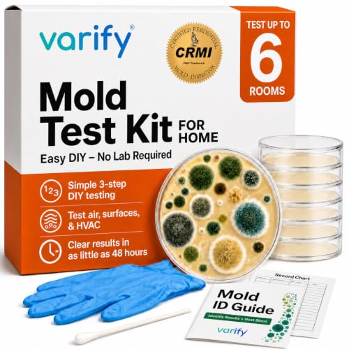 Varify Mold Test Kit for Home Air Quality | Air Quality Test Kit & Black Mold Detector for Home | 6-Petri-Dish Indoor Airborne Spore Sampler | Easy-to-Use with Clear Instructions & ID Booklet 6 Pack