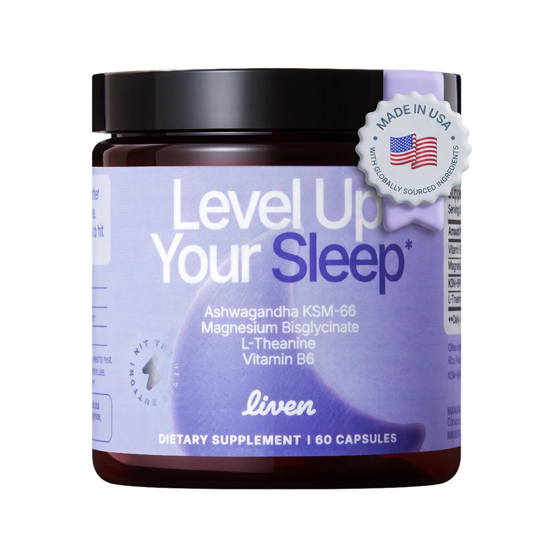Level Up Your Sleep - Magnesium, Ashwagandha, L-Theanine & Vitamin B6 – Daily Balance & Calm Support - 30 Servings