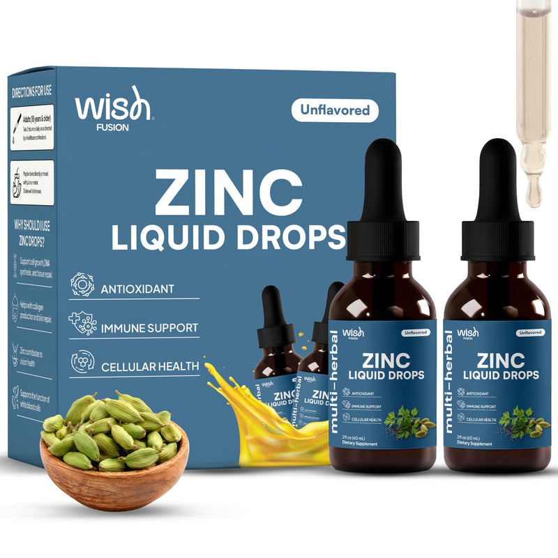 Liquid Zinc Drops 2 Pack Zinc Liquid Drops with Zinc Sulfate, Natural Zinc, Trace Mineral Liquid Vitamin Supplement for Immune & Digestive Support, Zinc Supplements for Women & Men