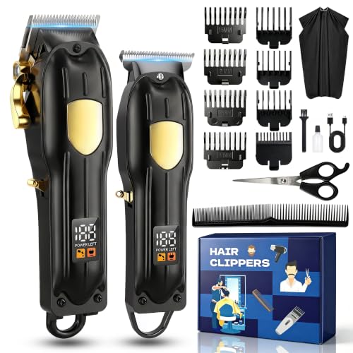 SHYEEH Hair Clippers for Men Set, Hair Trimmer & Beard Trimmer for Men Set Black