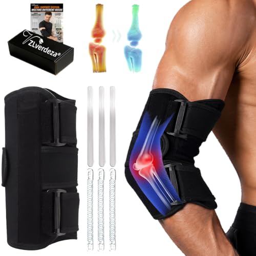 2026 Upgraded Elbow Brace for Cubital Tunnel with Tri-Support & 6 Interchangeable Rods - Ulnar Nerve Support Adjustable Night Splint for Tendonitis, Tennis Elbow for Men & Women