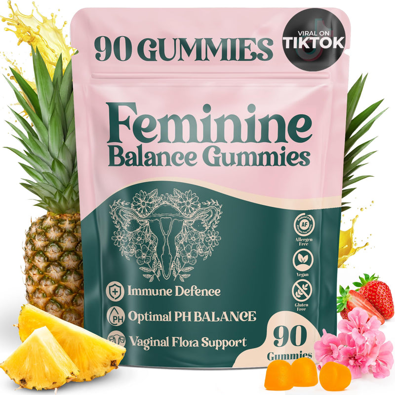 Feminine Balance Gummies - for Women’s Health & Wellness - Immune Support - Vegan, Gluten-Free - Hawaiian Pineapple (Pack of 2) Pack of 2