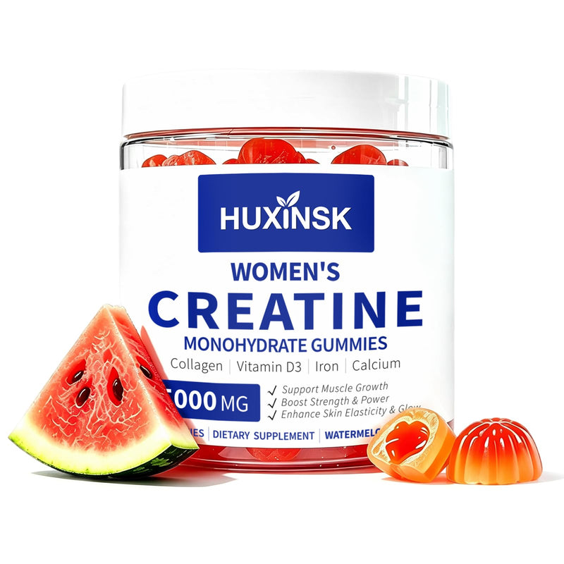 Creatine for Women, Creatine Monohydrate Gummies with Collagen, Calcium, Vitamin D3 for Booty, Energy & Strength, Watermelon Flavor, 100 Count
