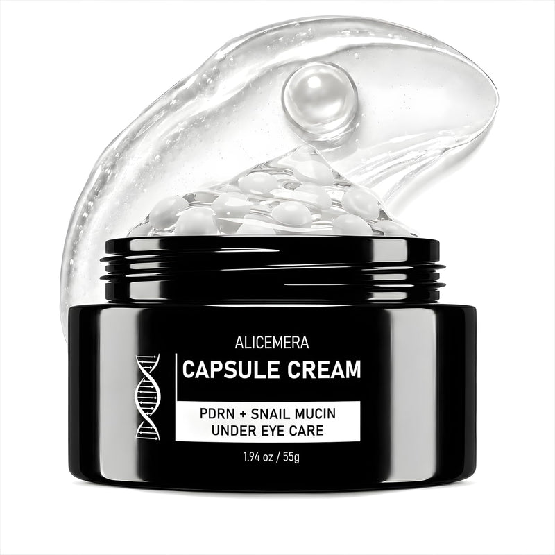 Under Eye Cream for Women and Men - PDRN Capsule Cream, 1.94 oz | With Snail Mucin, Niacinamide, Vitamin C and Collagen for Tired-Looking Eyes, Puffiness, Dark Circles and Fine Lines