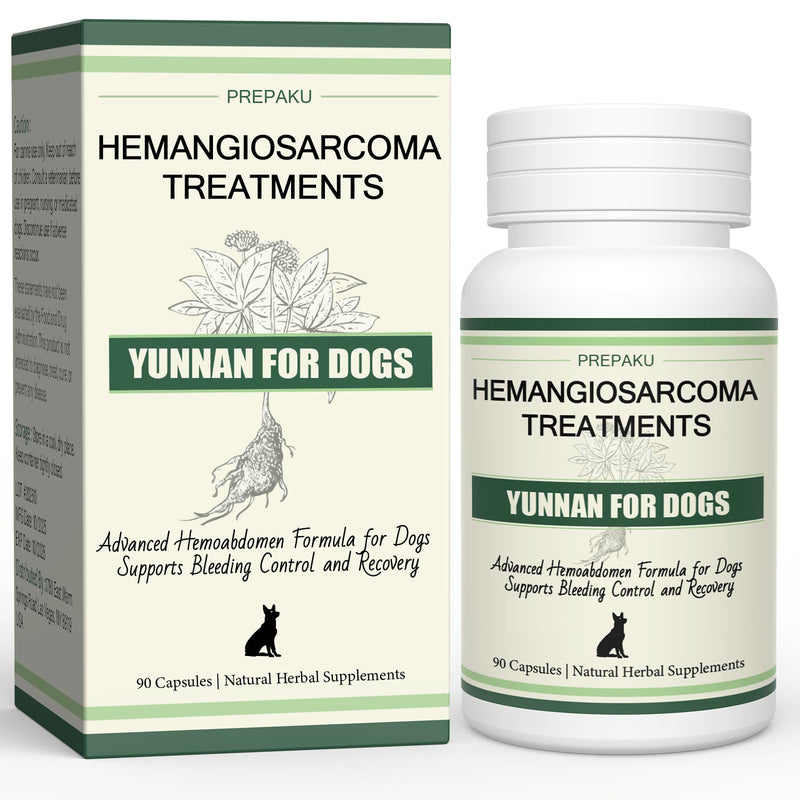 Quick Stop Bleeding for Dogs, Natural Yunnan Sanqi Capsules for Hemangiosarcoma, Hemoabdomen, Pericardial Effusion, Cancer Bleeding, Severe Bruising, Ulcer-Related Bleeding, Bloody Stools-90 Capsules