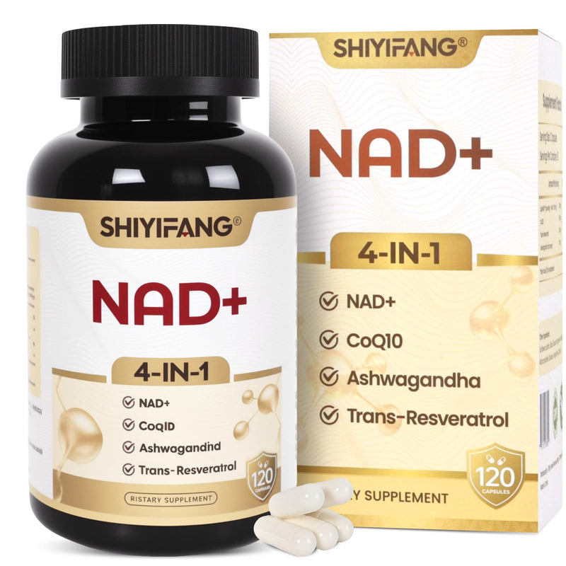 LipoNAD+ 600mg Complex with CoQ10 250mg, Trans Resveratrol 200mg, Ashwagandha 100mg | 4-in-1 Cellular Energy Antioxidant Support | High Absorption | Vegan Non-GMO Gluten Free | 120 Capsules White
