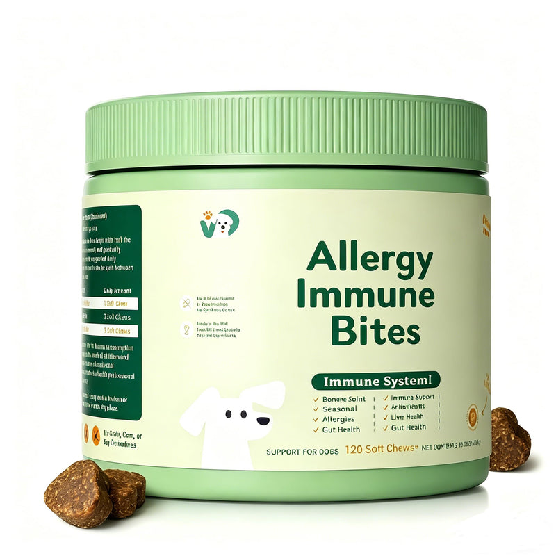 Allergy Immune Bites - Seasonal Allergies & Immune Support Soft Chews for Gut Health - Natural Anti-Immune Supplement for Dogs - No Corn, GMO, or Soy