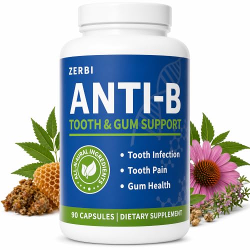 Anti-B Tooth and Gum Supplements, Made with Natural Ingredients, Bee Propolis, Neem Oil & Echinacea, Helps Soothe Sensitive Gums & Support Oral Health, 90 Capsules