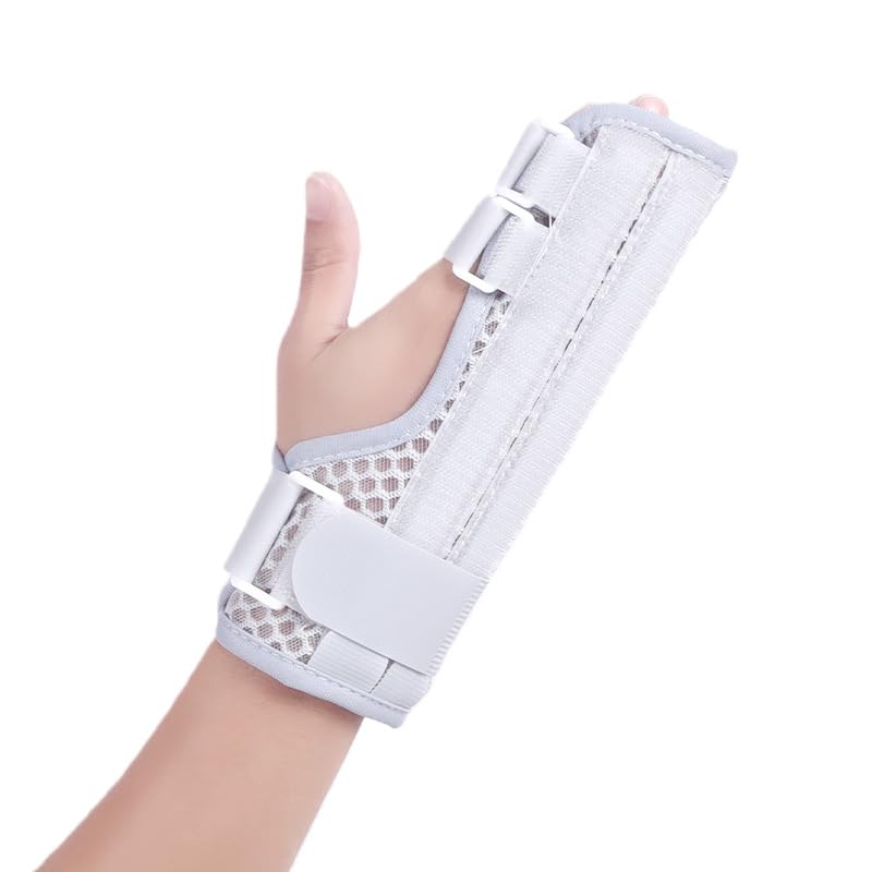Finger Splint Brace, Adjustable Finger Sprain Correction Fixation Strap for Finger Broken Injury Sprain Joint Relief Hand Support Fits Left or Right Hand (Grey-4 finger breathable style, Medium) Grey-4 finger breathable style