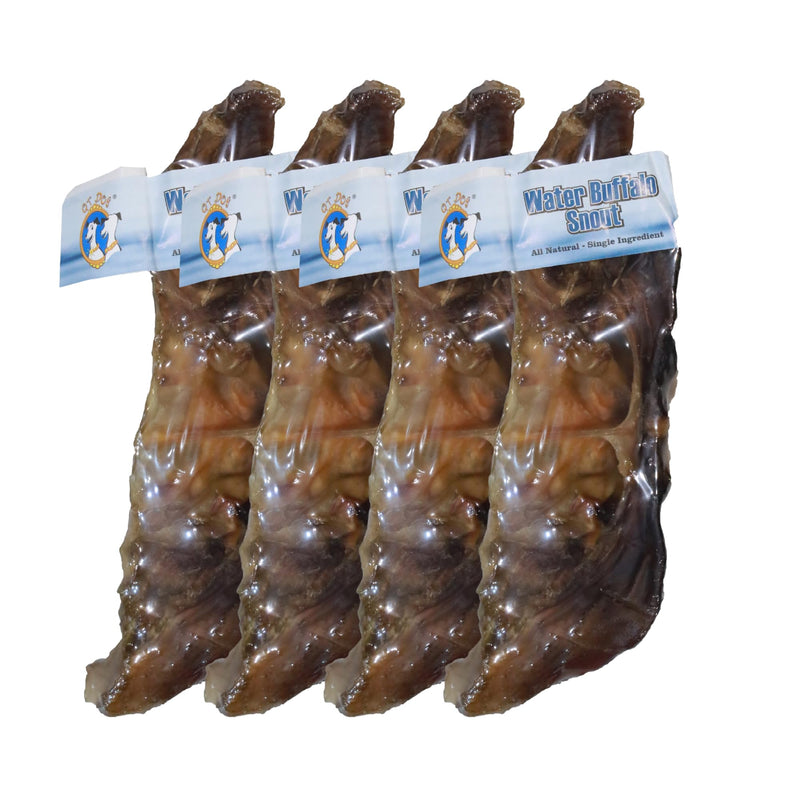 QT Dog Water Buffalo Snout (Pack of 4) - All Natural Single Ingredient Dog Chews, Protein-Packed, Gluten & Grain -Free Dental Chews, Ideal for All Breeds