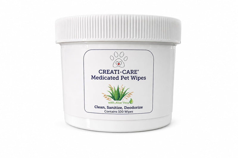 Creati Care Dog Ear Cleaner Wipes -Medicated Chlorhexidine Ketoconazole-Optic Cleanser for Dogs to Stop Ear Itching, and Infections and Controlling Ear Odor in Pets - 100 Wipes
