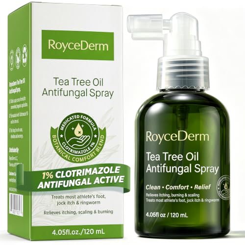 Roycederm Clotrimazole 1% Antifungal Spray for Athlete's Foot, 4.05 fl oz Tea Tree Oil Spray 1 Pack