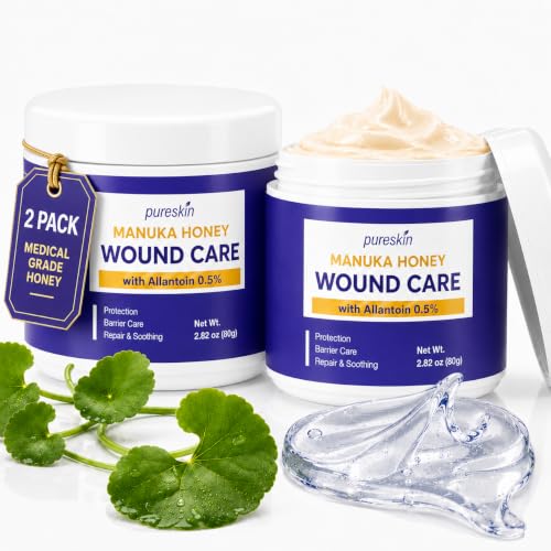 PURESKIN Manuka Honey Wound Care 2 Pack: Manuka Honey Wound Gel for Cuts, Scrapes & Burns with Allantoin 0.5% & Tallow - Natural-Inspired Moisturizing Formula - 2.82 oz Each 2.82 Ounce (Pack of 2)