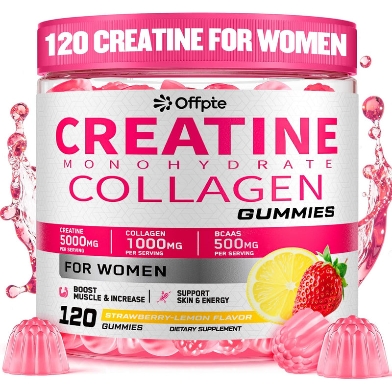 Creatine for Women, 5000mg Complex with Collagen & BCAAs, Vitamin B12 | 120 Ct Sugar-Free Creatine Gummies for Women, Creatine Monohydrate Supplements Pre-Workout Chewbles, Creatina Para Mujeres 119 Count (Pack of 1)