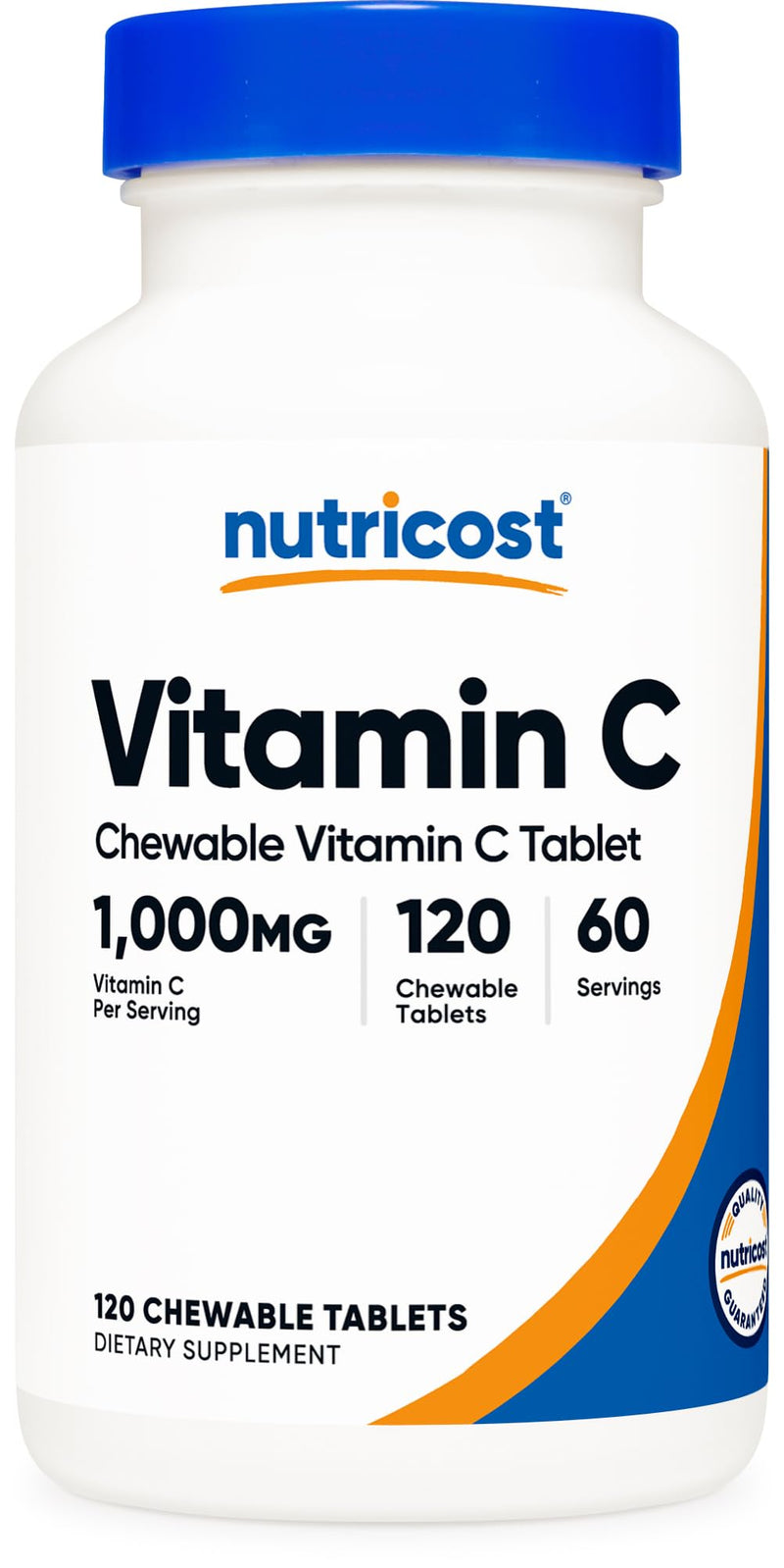 Nutricost Vitamin C Chewable (1,000mg) 120 Tablets, Vegan | GMO-Free, 60 Servings 120 Count (Pack of 1)