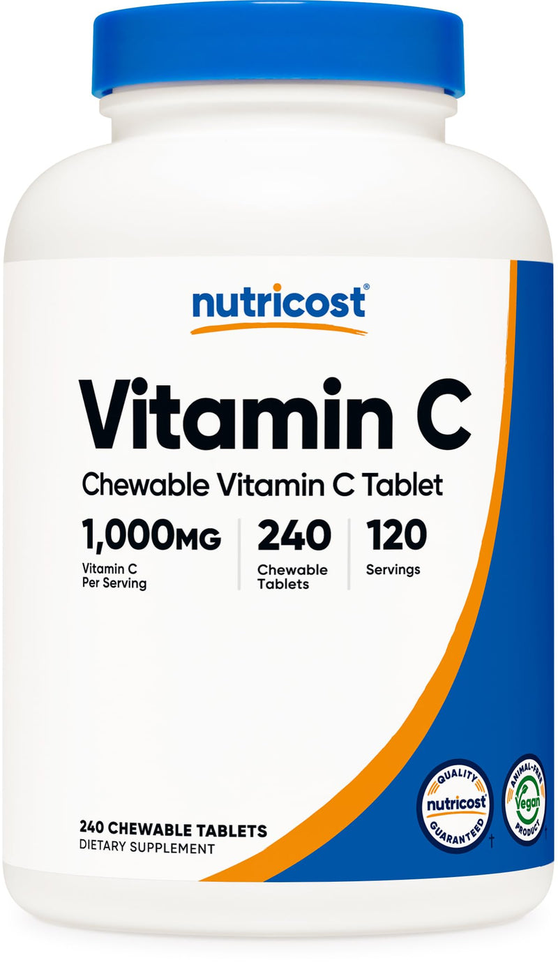 Nutricost Vitamin C Chewable (1,000mg) 240 Tablets, Vegan | GMO-Free, 120 Servings 240 Count (Pack of 1)