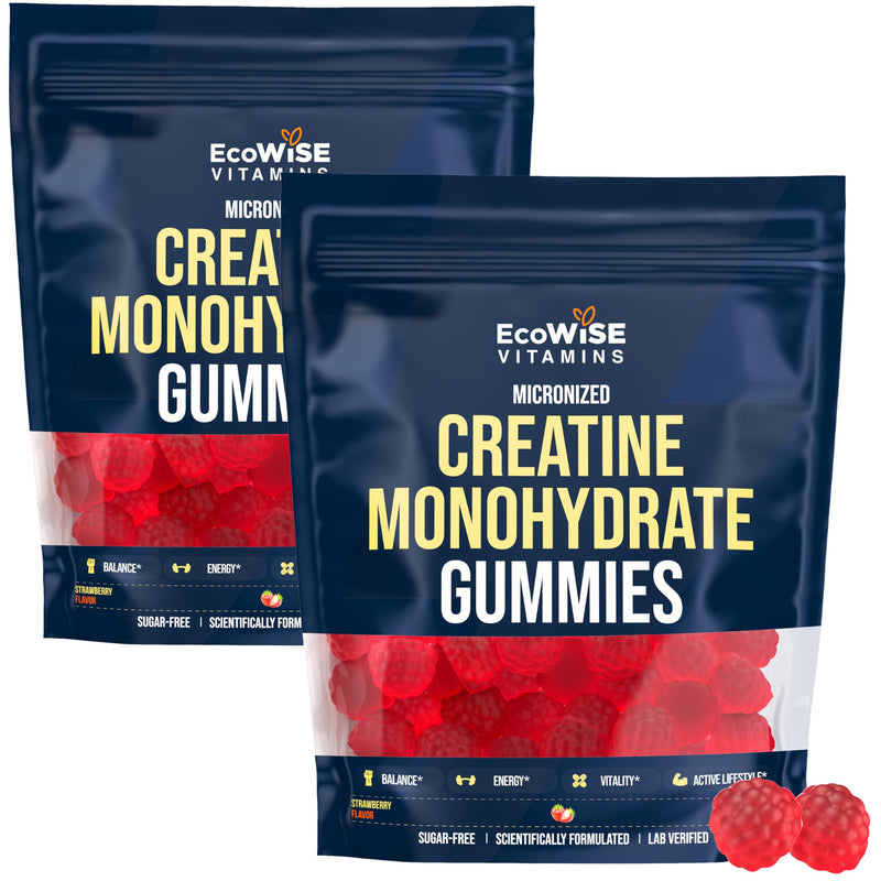 Creatine Monohydrate Gummies 5000 mg per Serving, Strawberry Flavor, with Turmeric Root & Black Pepper, Sugar Free, Vegan Creatine Gummies, 120 Gummies, 30 Servings, Pack of 2 120 Gummies (Pack of 2)